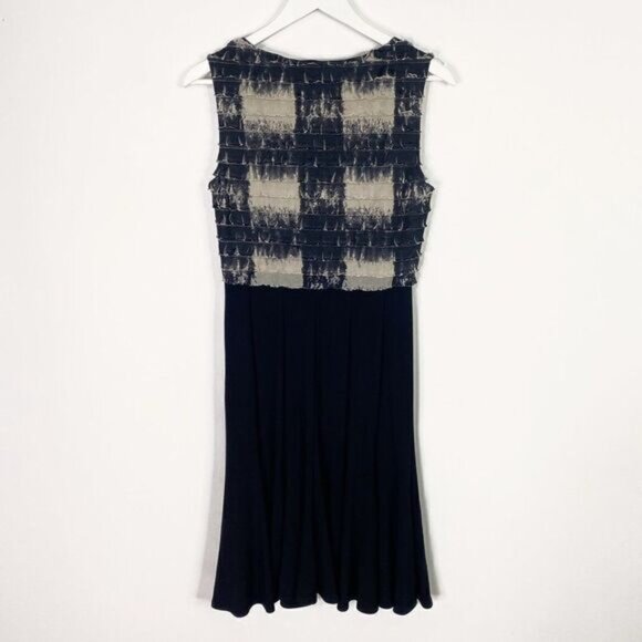 Joseph Ribkoff Black & White Ruffle Bodice A Line Sleeveless Dress - Picture 2 of 5